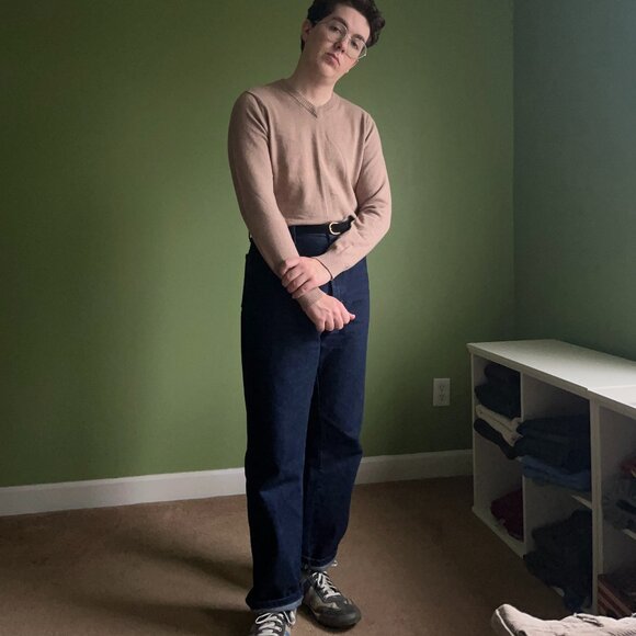 Used Good Condition Old Navy oatmeal size S v neck sweater cotton cashmere blend - Picture 3 of 5